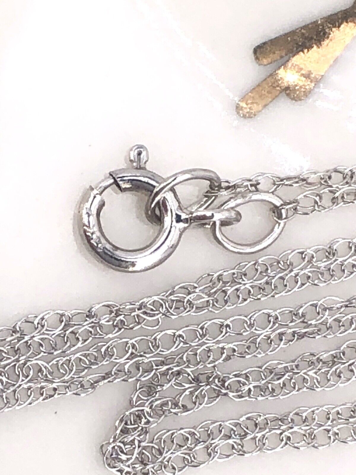 Chic, Solid 14k White Gold, Citrine & Diamond pendant Necklace, New, 18"