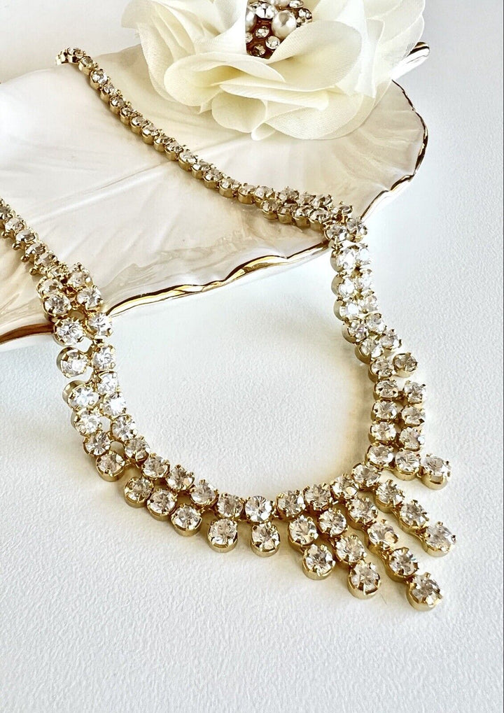 Gorgeous Vintage Cubic Zirconia "Cleopatra" Necklace, 19" New