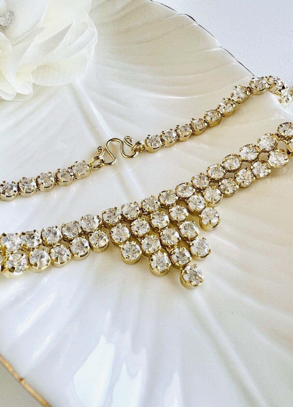 Gorgeous Vintage Cubic Zirconia "Cleopatra" Necklace, 19" New