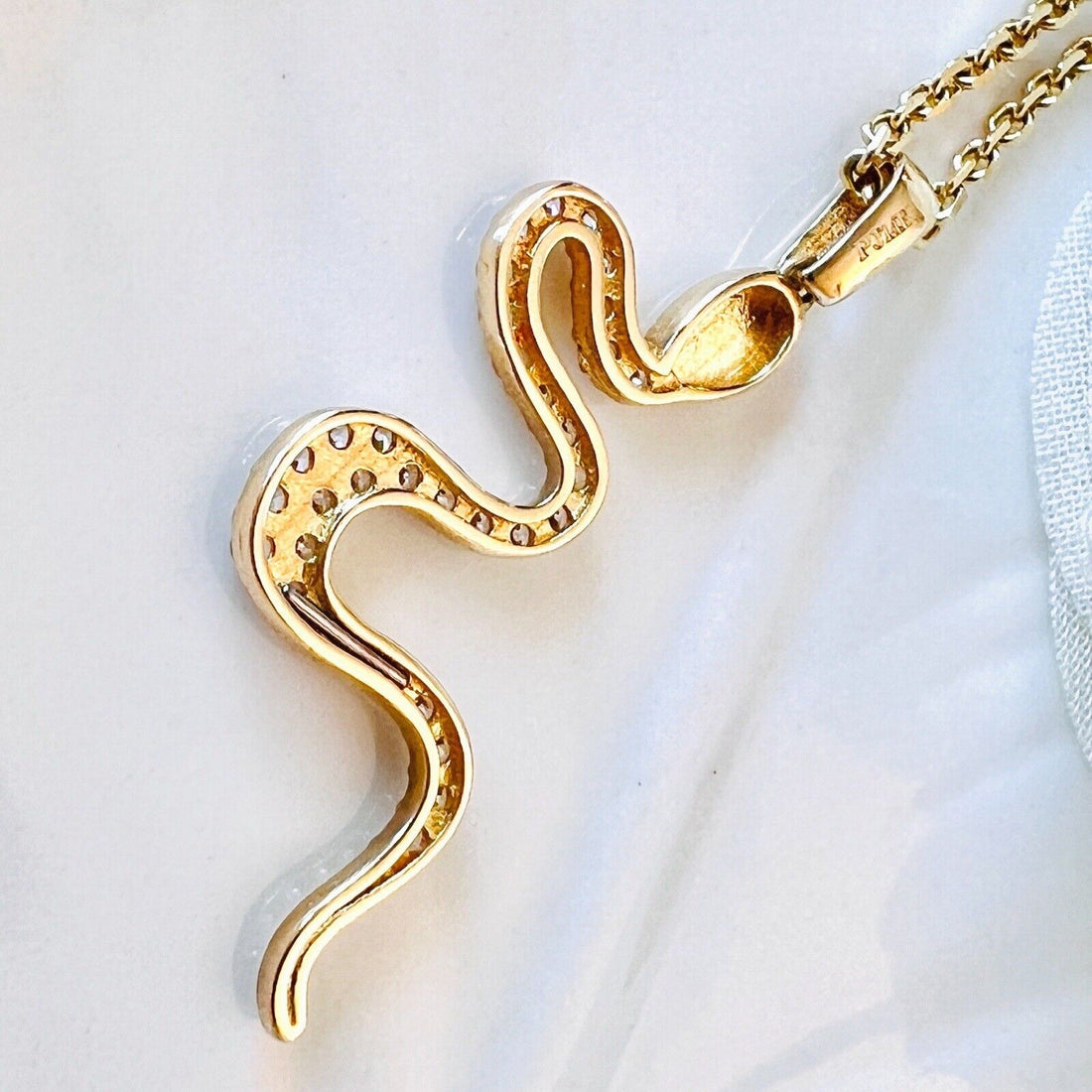 Solid 14K Yellow Gold Slithering Snake Charm/Pendant, New