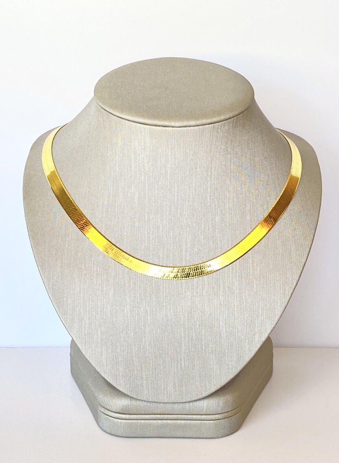 6.75mm Herringbone Reversible 18K Yellow Gold Over Sterling Silver Chain, New