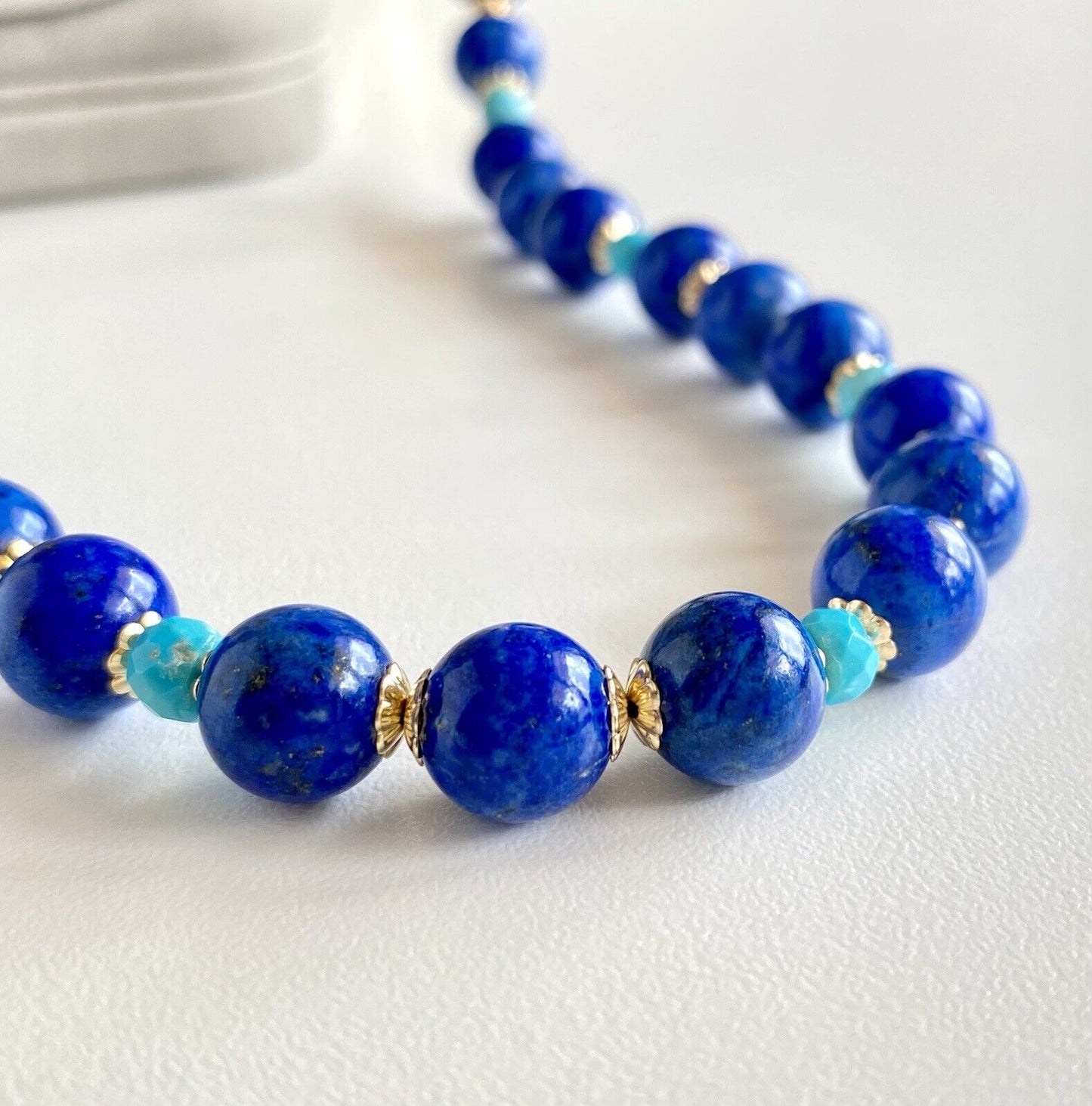 Natural Lapis Lazuli & Sleeping Beauty Turquoise 14K GF Necklace, New, 30.5"