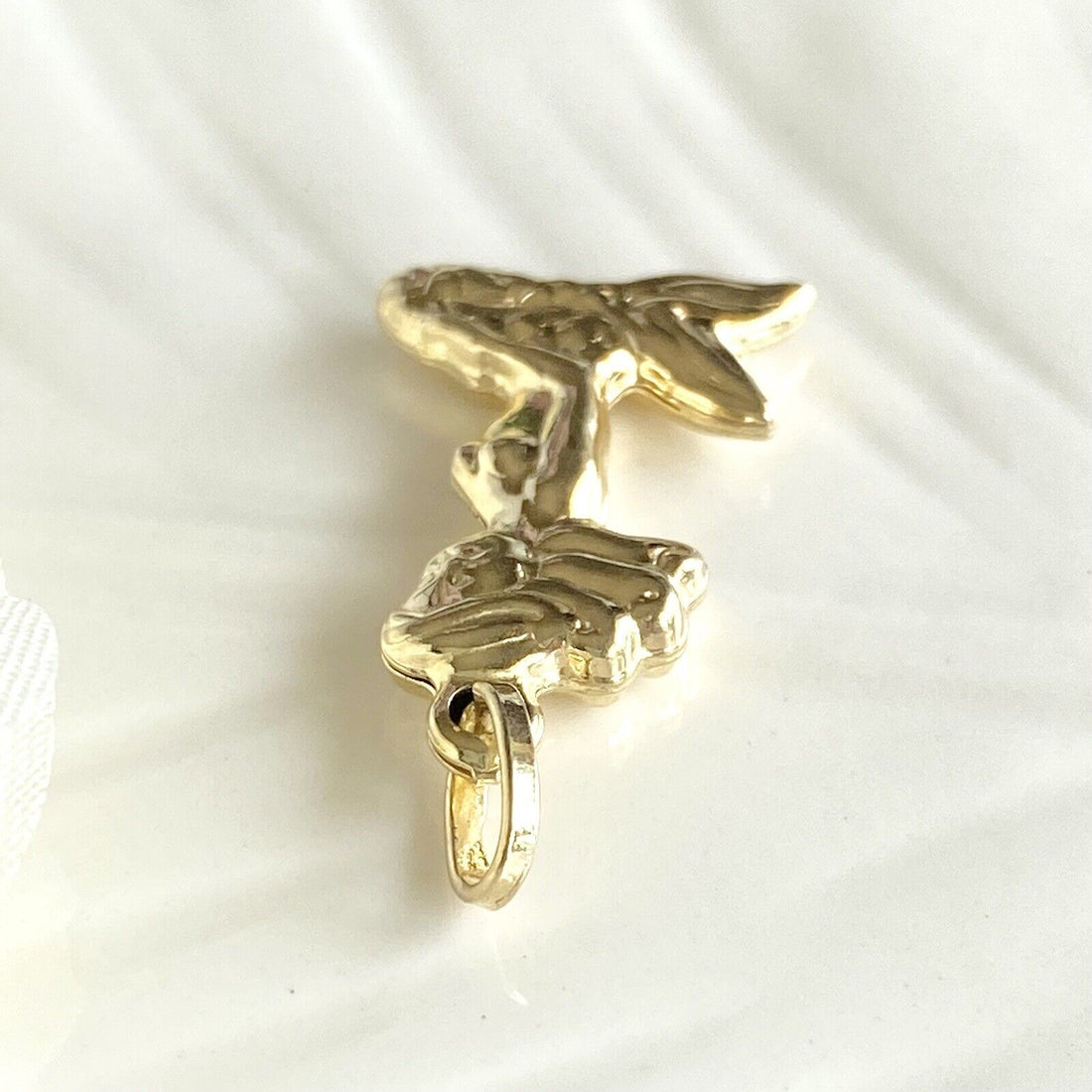 Adorable 14k Yellow Gold Puffy 3D Mermaid Pendant, New, 1.08"