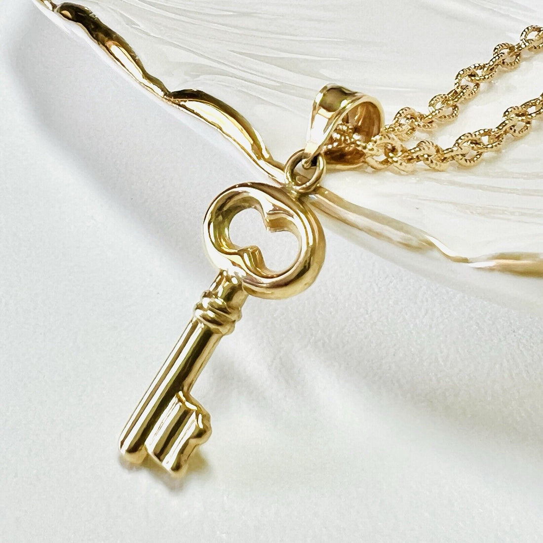 Solid 14k Yellow Gold Key Pendant/Charm, New