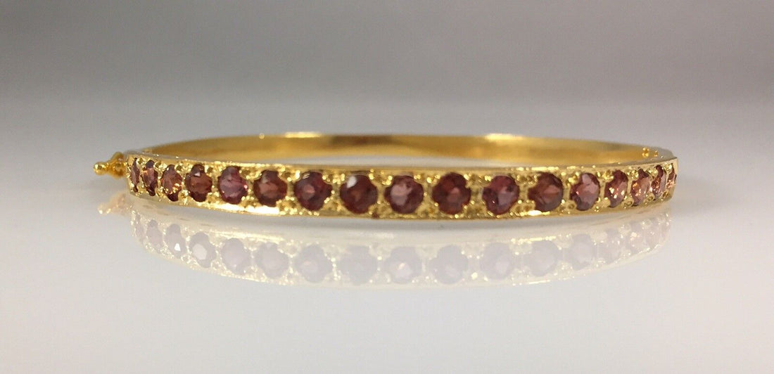 Fine Genuine Gemstone 22k Heavy Electroplated Bangle Bracelet (1.75ctw), New