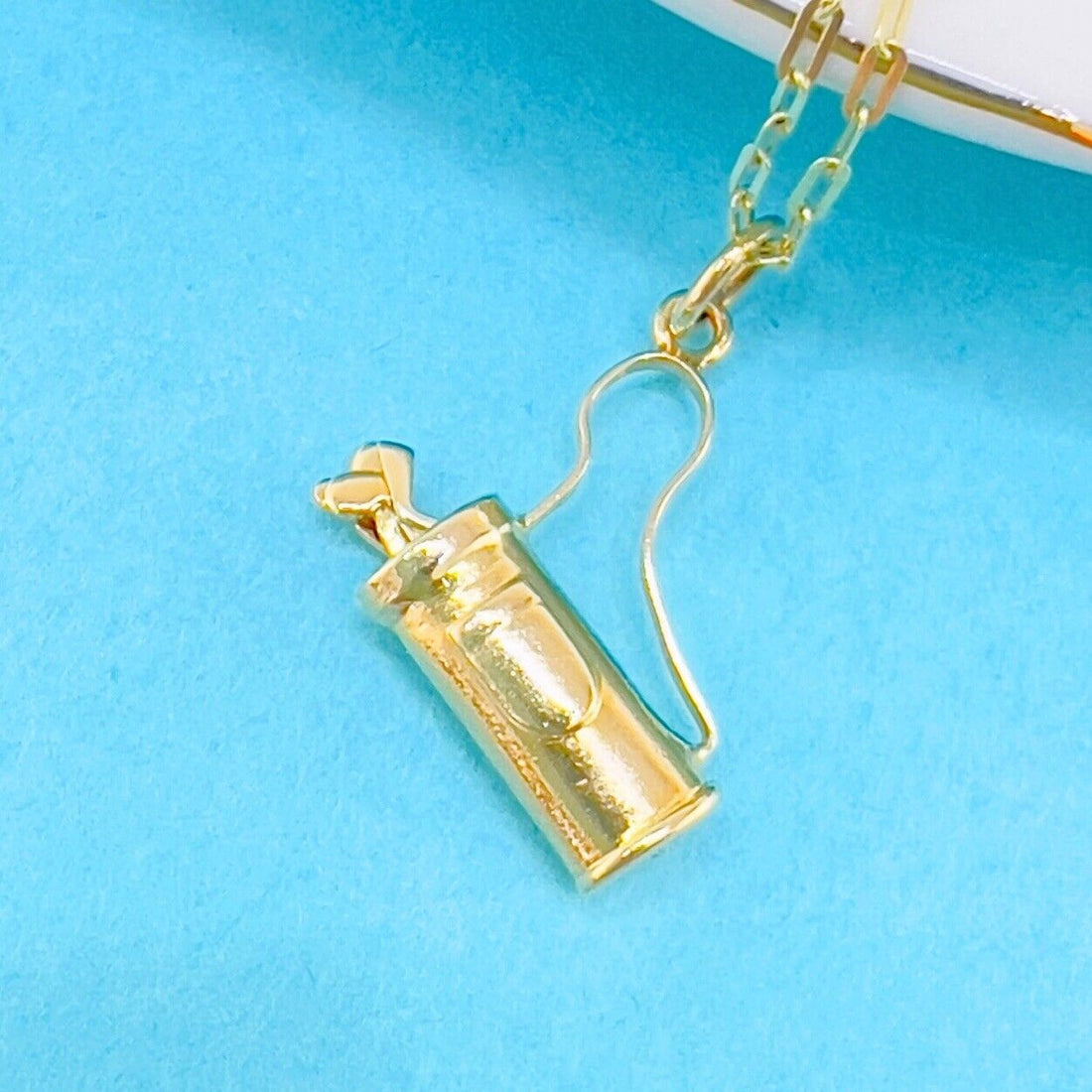 14k Yellow Gold Antique-Style Golf Bag & Articulated Clubs Pendant/Charm