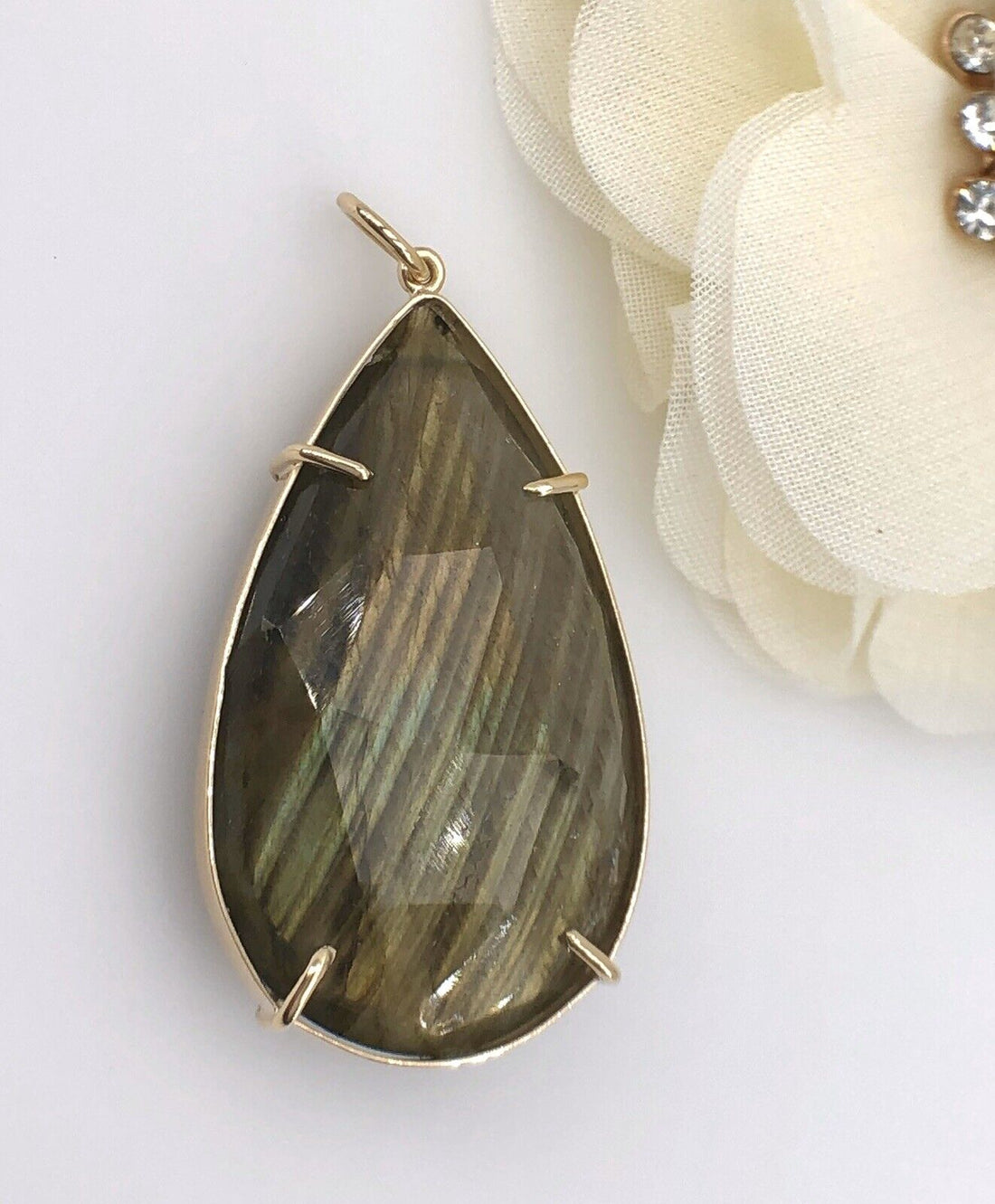 Fabulous! Large (43.5ctw) Natural Labradorite Drop Pendant, New 1.4"