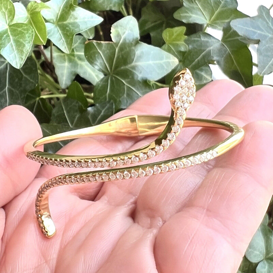 Sterling Vermeil Hinged Snake Bracelet, Pre-owned, Wrist Size 5.5-6.5