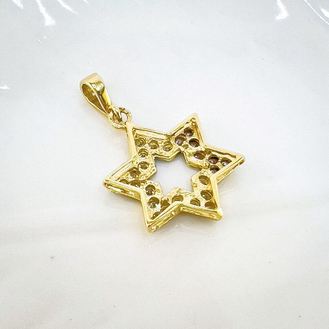 Solid 14k Yellow & White Gold & Cubic Zirconia Accent Star of David Pendant, New