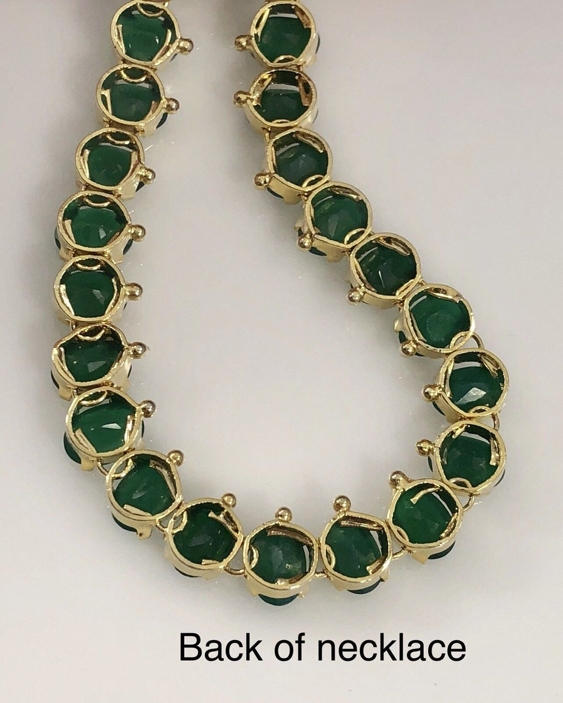 Genuine Green Chalcedony (46.5ctw) 18kt Yellow Gold Overlay Necklace, 24", New