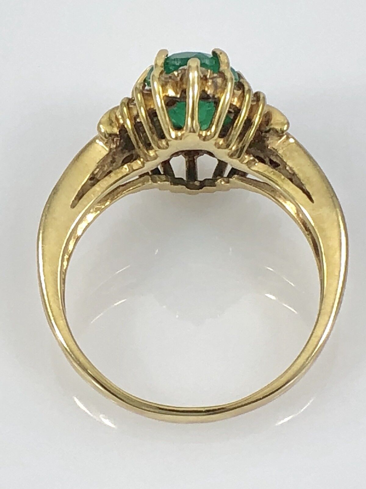 Genuine Oval Emerald 14kt Gold & Diamond Ring, Size 7