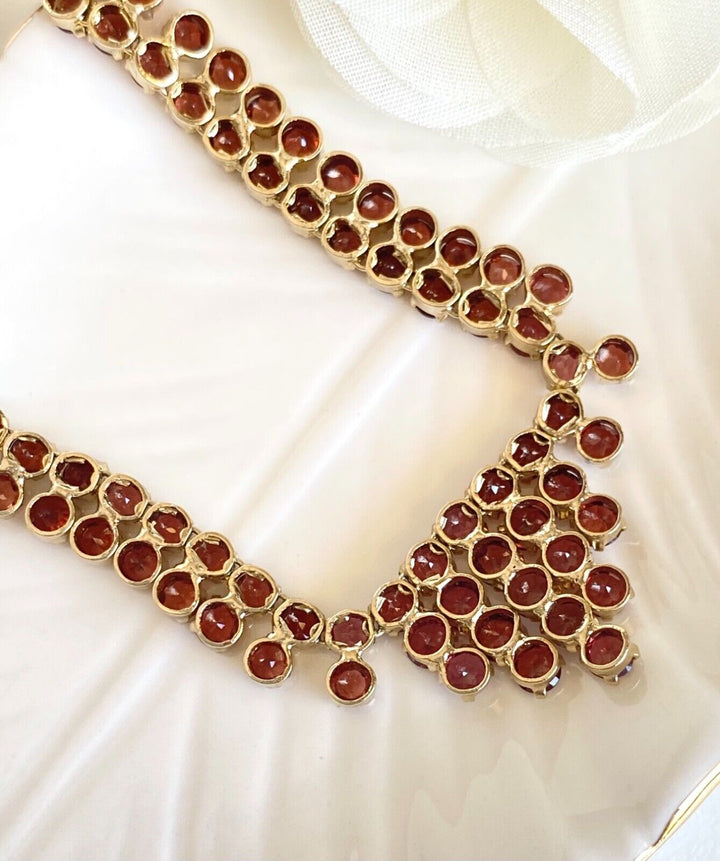 Gorgeous Vintage Genuine Pyrope Garnet (25ctw) "Cleopatra" Necklace, 19" New