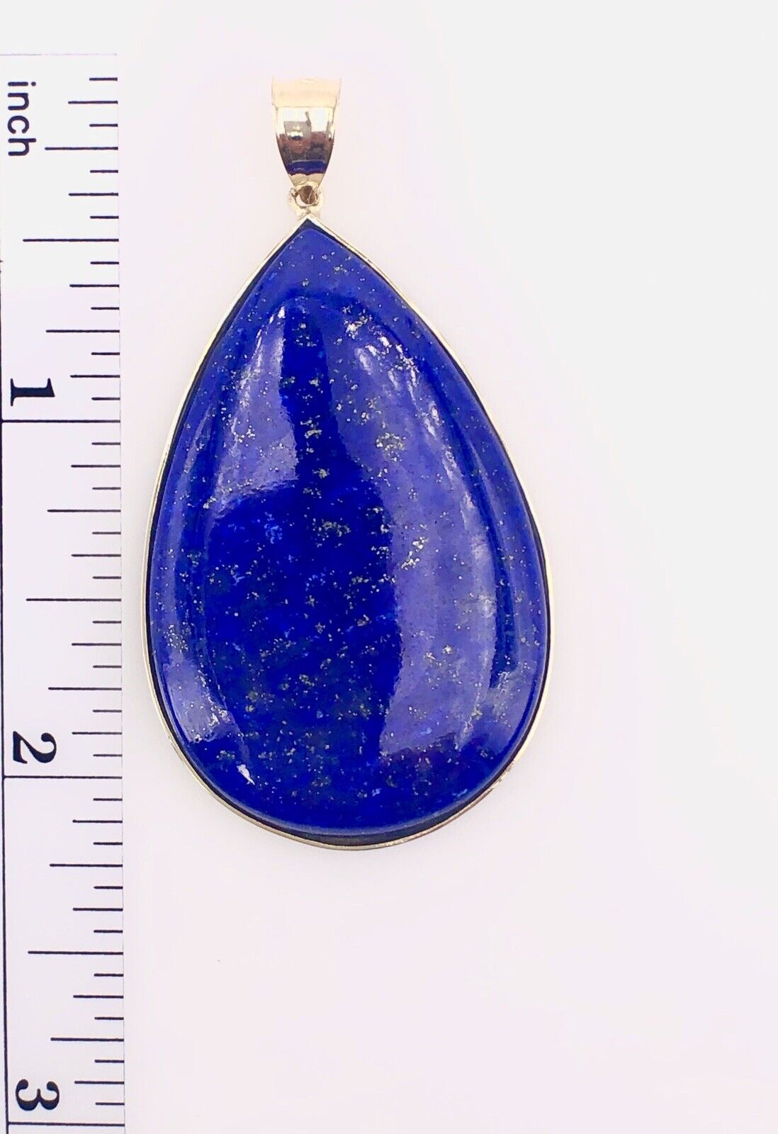 Gorgeous Solid 14K Gold & Genuine Lapis Lazuli (30ct) Large Drop Pendant, New