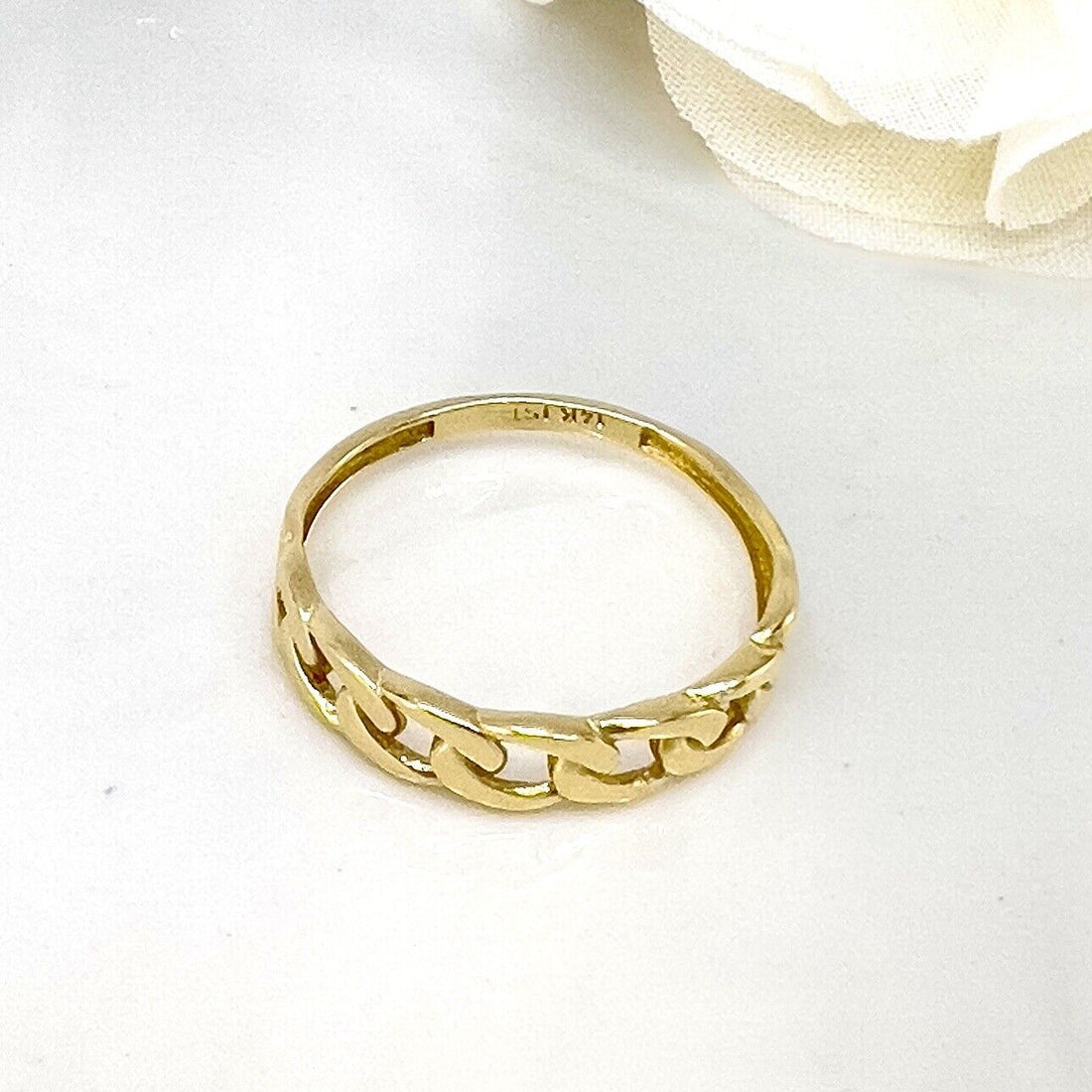 14k Yellow Gold Cuban Curb-Link (4.75mm) Ring, New, Size 7.5