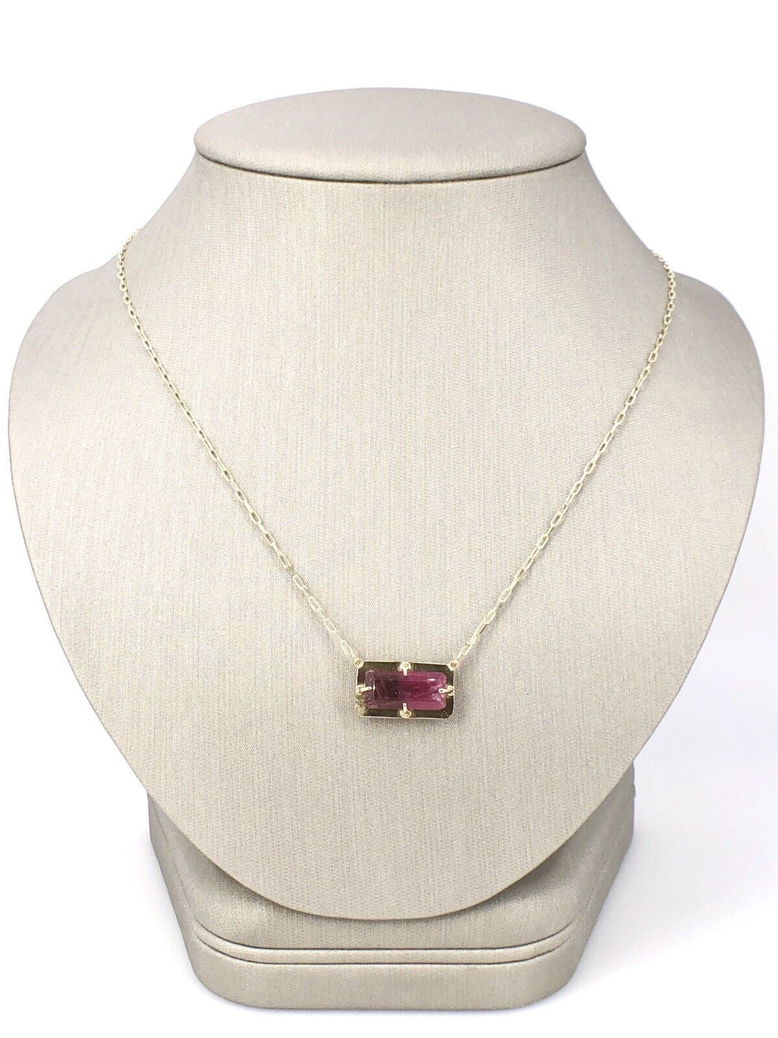 14K Yellow Gold & Genuine Pink Tourmaline  (5.42ct) Pendant/ Necklace,18.75" New