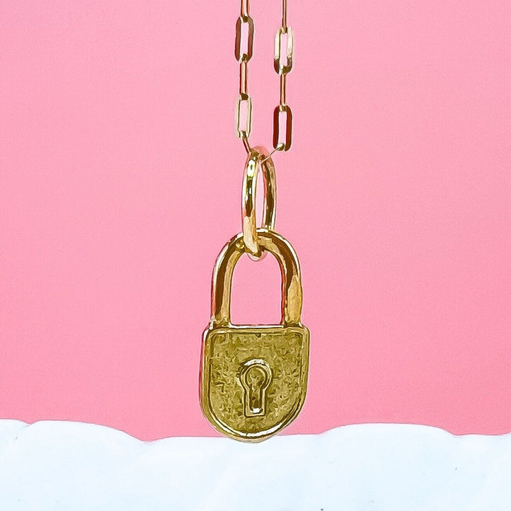 Vintage 14k Yellow Gold Padlock Charm Pendant