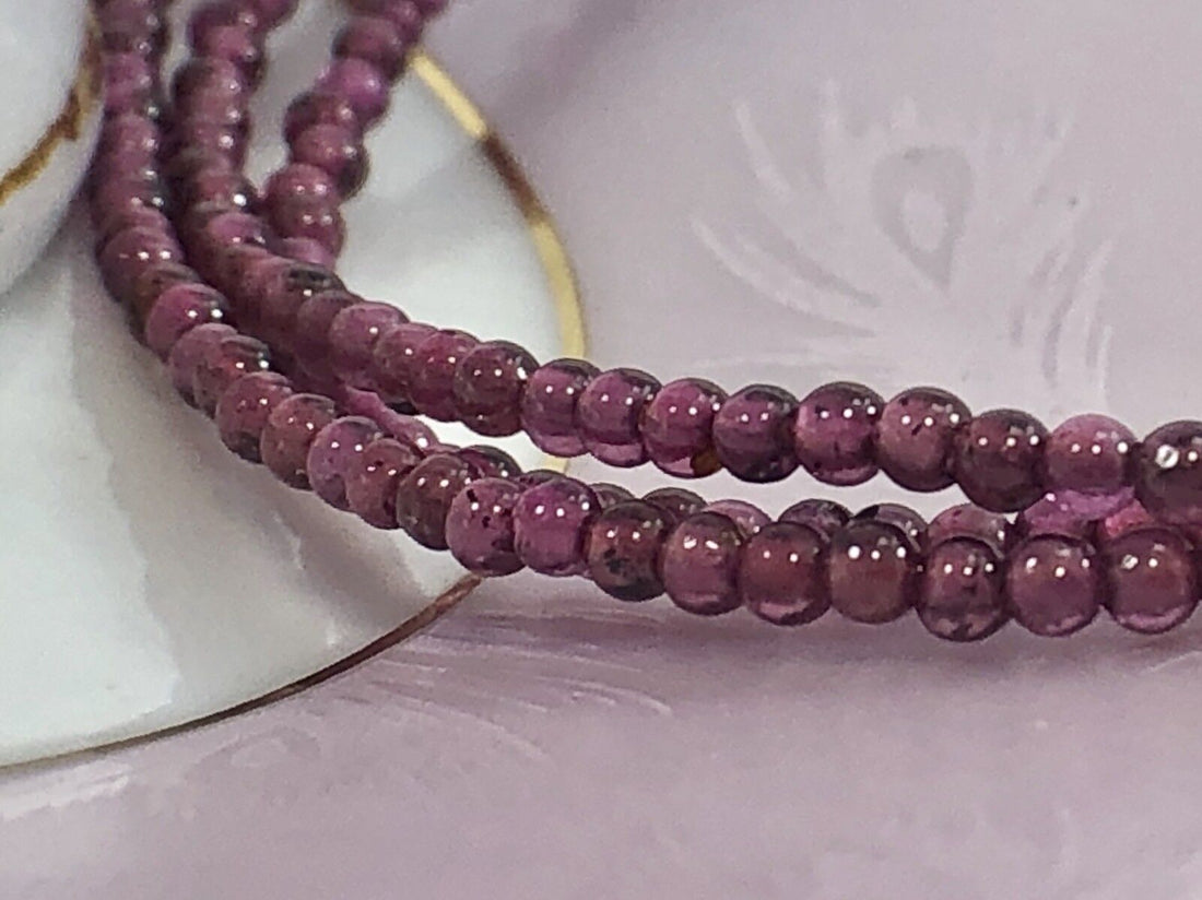 Pyrope Garnet 14k Bead Necklace for Antique Pendants, Choker/ Girl Length 14-16"