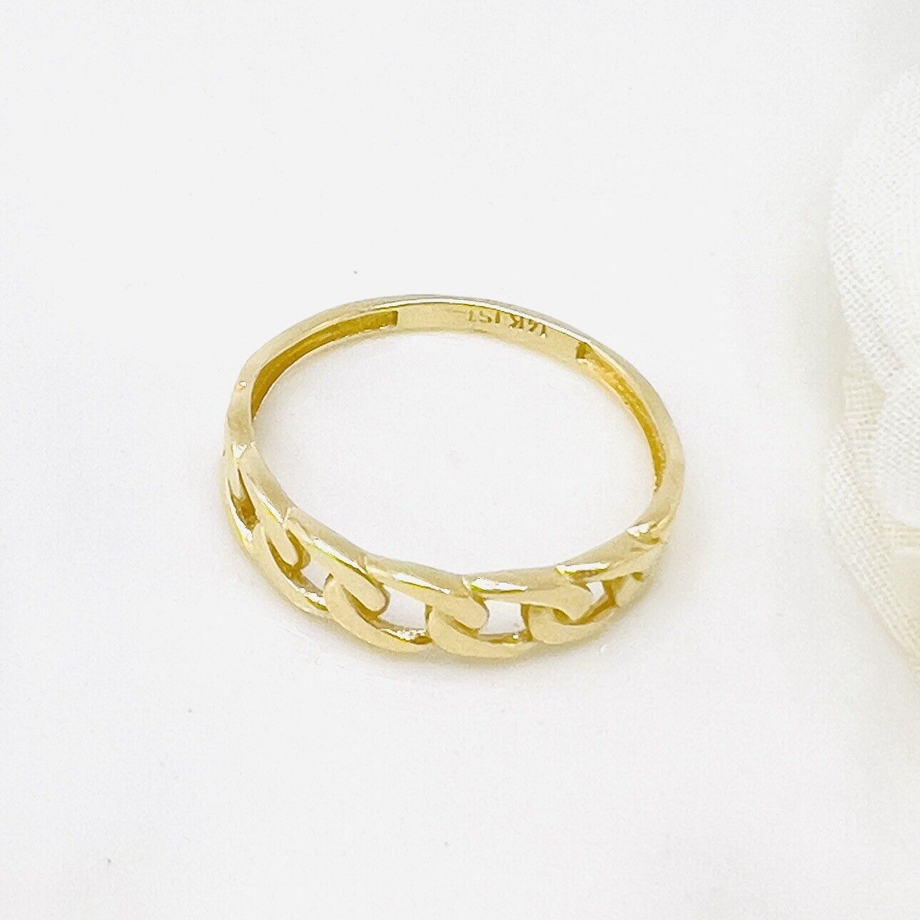 14k Yellow Gold Cuban Curb-Link (4.75mm) Ring, New, Size 7.5