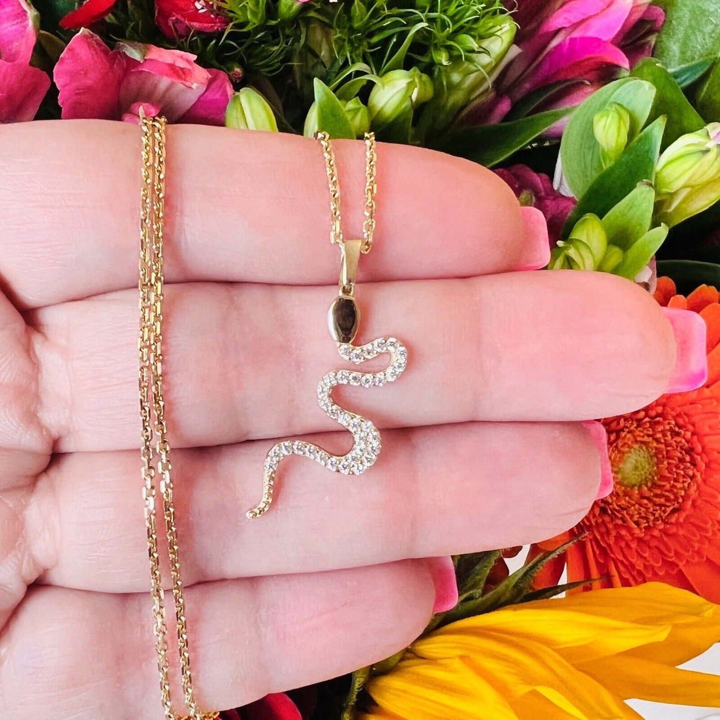 Solid 14K Yellow Gold Slithering Snake Charm/Pendant, New
