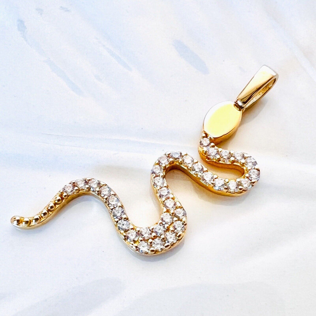 Solid 14K Yellow Gold Slithering Snake Charm/Pendant, New