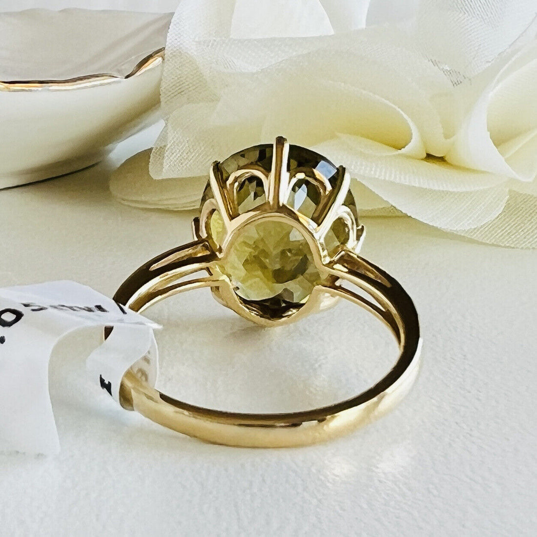 Fabulous Lemon Citrine (7.6ct) & Diamond 14K Yellow Gold Ring, New, Size 8