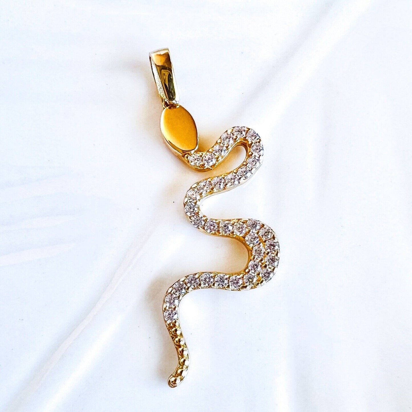 Solid 14K Yellow Gold Slithering Snake Charm/Pendant, New