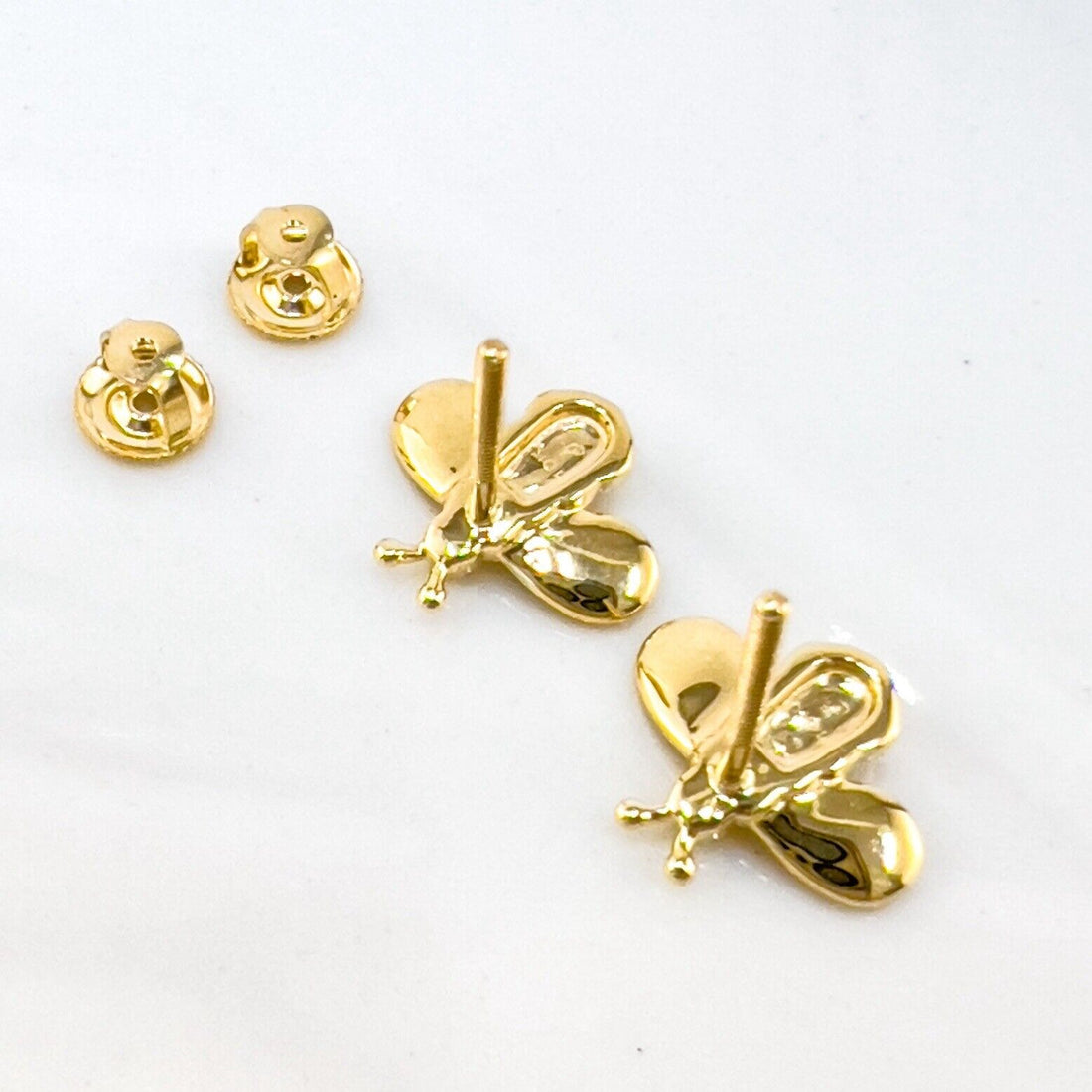 10k Yellow Gold Bumble Bee Screw-Back Stud Earrings